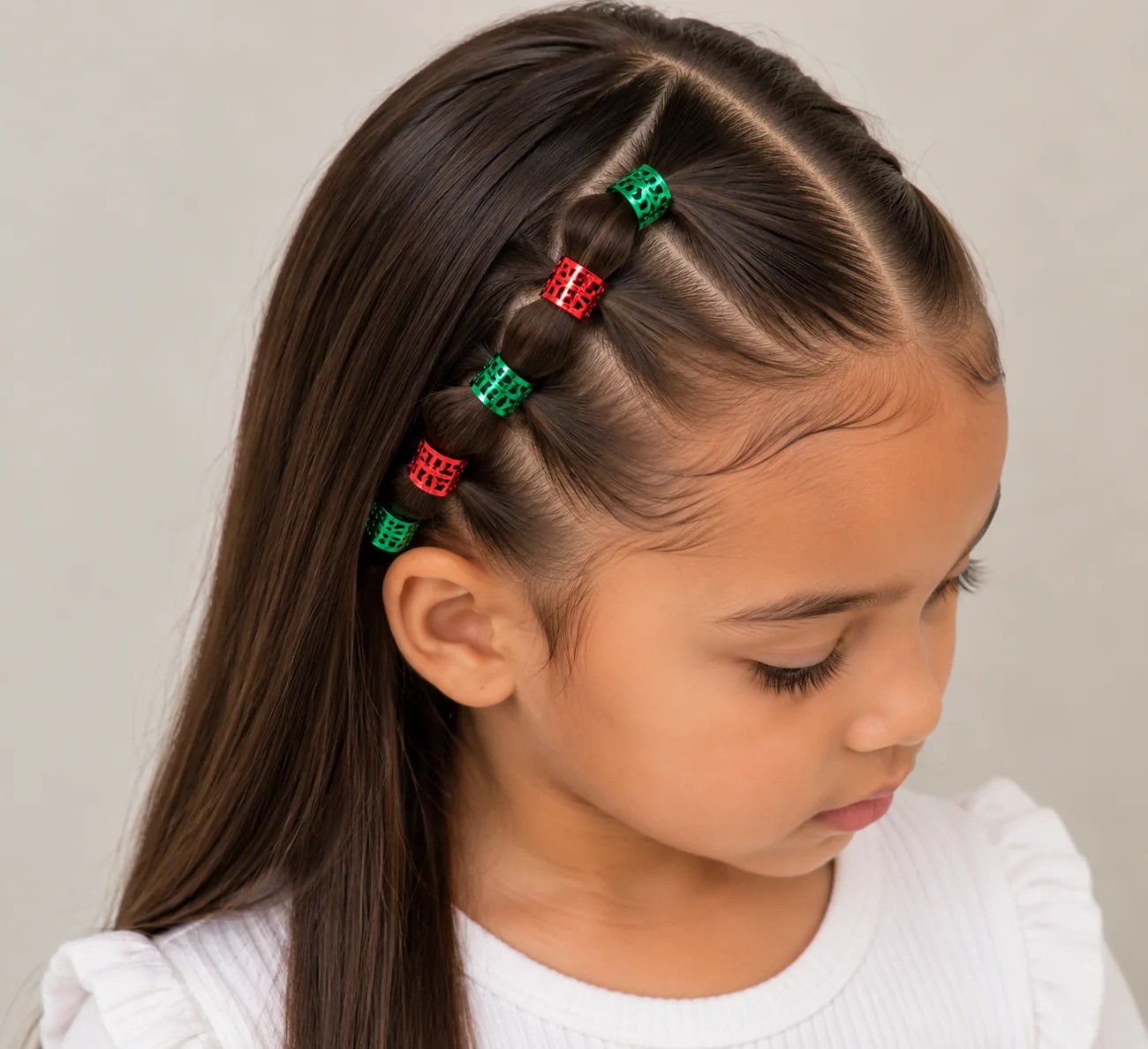 Half-up Christmas hairstyle on straight or wavy hair
